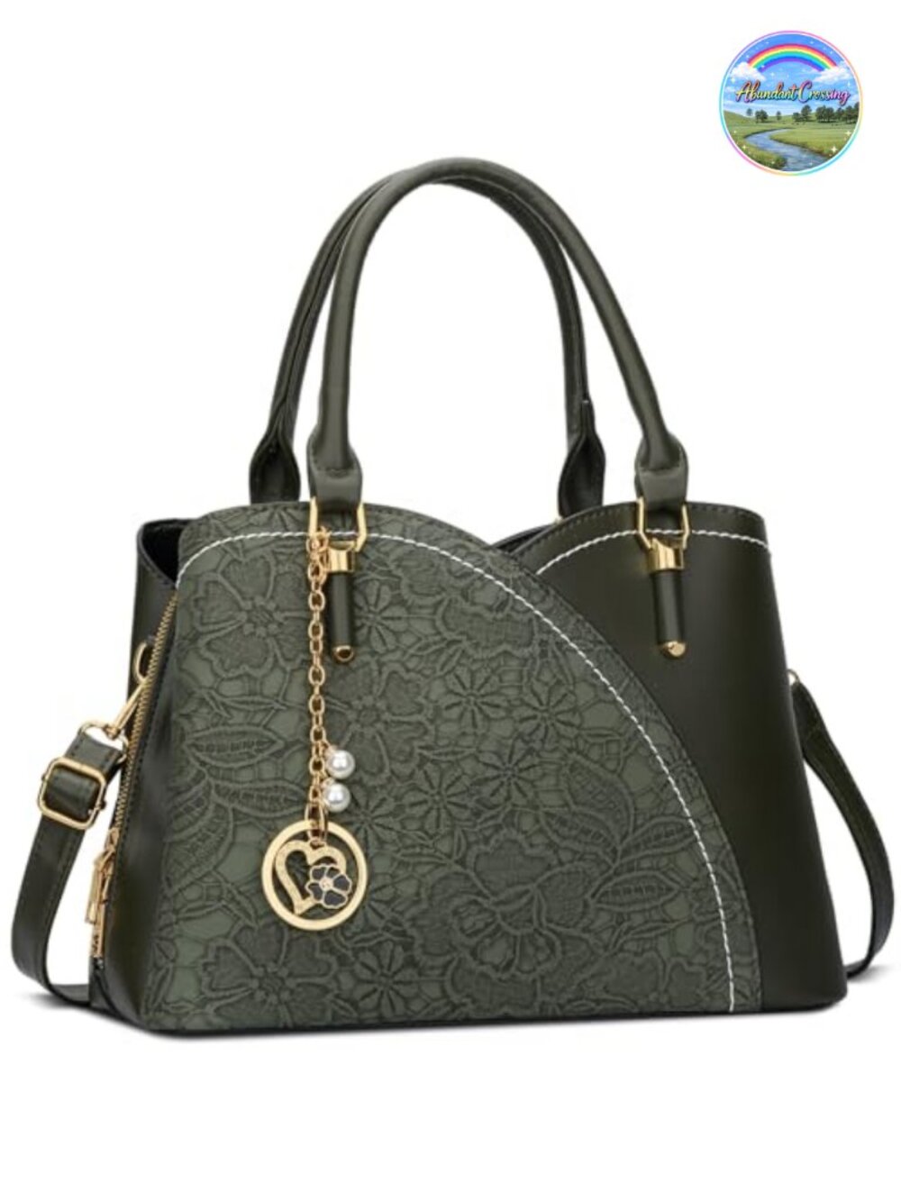 Vegan Leather Satchel Handbag Medium Triple Compartment Crossbody
